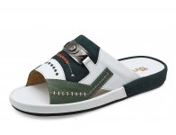 Men Sandals SKF-94 Military Green/White Nappa/Green Suede